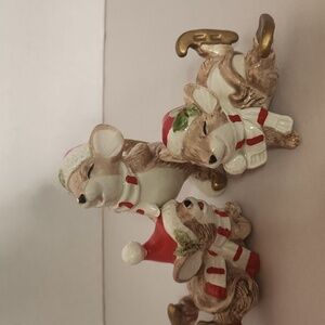 3 Festive MICE Figurines with Red and White Accents CC OMNIBUS